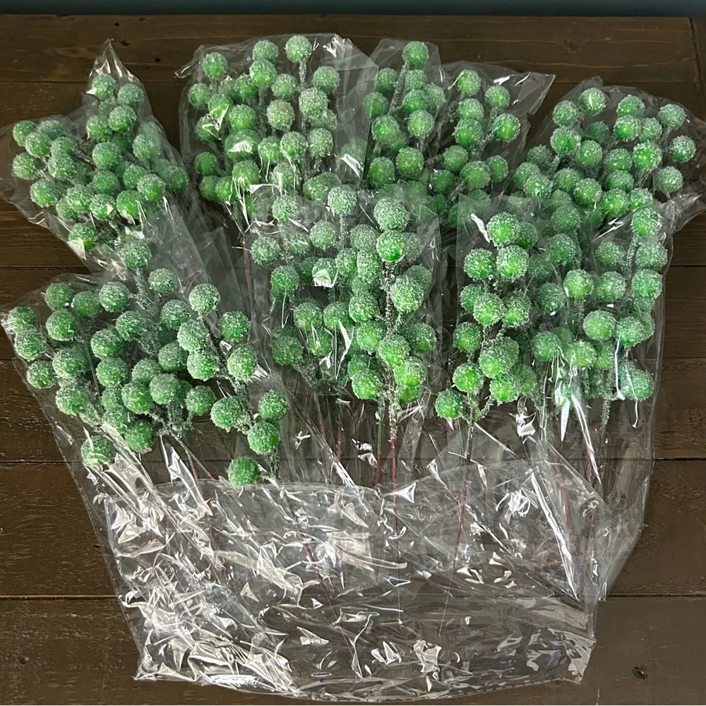 Artificial Green Snow Berry Stems for Holiday Crafting and Decor 24 Stems NIP
